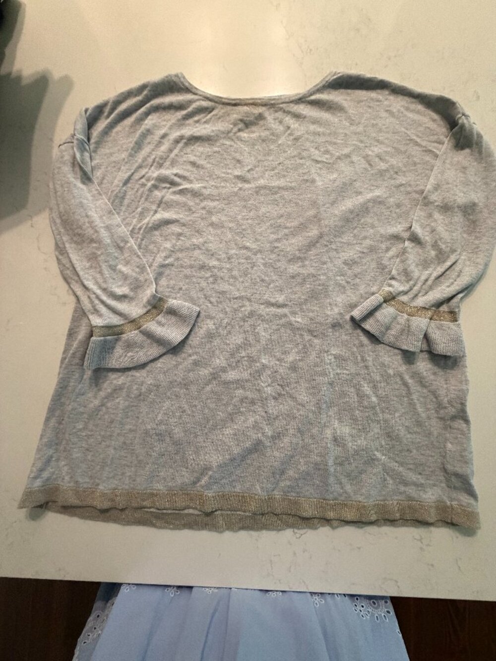Lilly Pulitzer Seaside Grey Charla Sweater with ruffles- Large